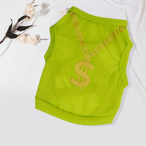 Bling Dollar Money Chain Print Dog Top