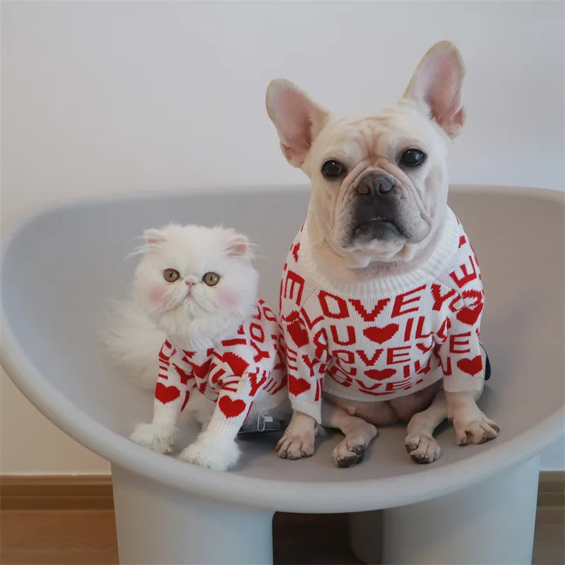 Red Love Word Letter Couture Dog Jumper