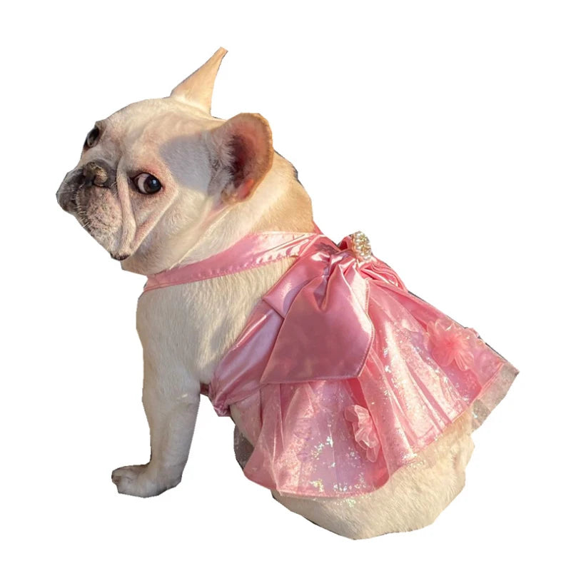 Elegant Diamante Brooch Pink Dog Dress