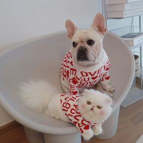 Red Love Word Letter Couture Dog Jumper