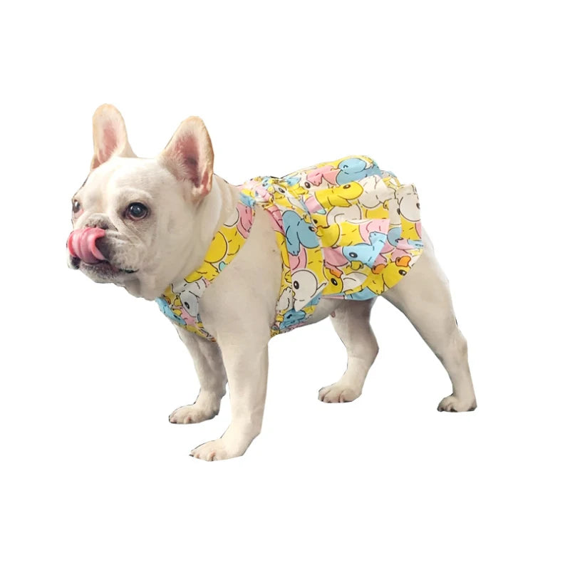 Couture Stylish Duck Print Luxury Dog Dress with Matching Lead