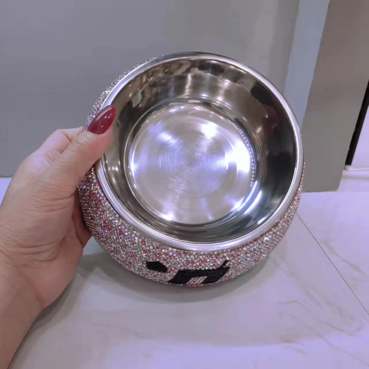 Crystal Diamante Rhinestone dog bowl