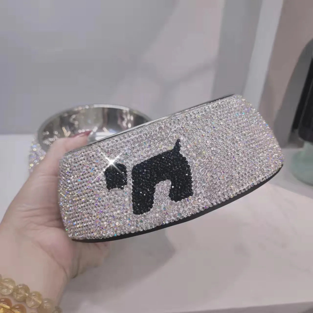 Crystal Diamante Rhinestone dog bowl