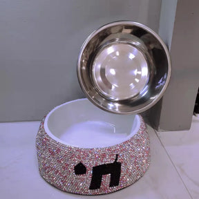 Crystal Diamante Rhinestone dog bowl