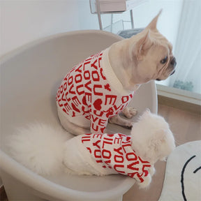 Red Love Word Letter Couture Dog Jumper