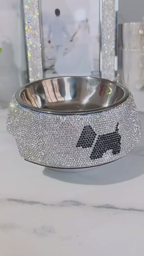 Crystal Diamante Rhinestone dog bowl